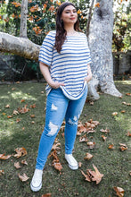 Load image into Gallery viewer, Plus Stripe Bell Short Sleeve Top