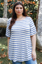Load image into Gallery viewer, Plus Stripe Bell Short Sleeve Top