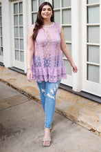 Load image into Gallery viewer, Plus  Lace Sheer Ruffle Hem Sleeveless Maxi Top