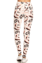 Load image into Gallery viewer, Long Yoga Style Banded Lined Leaf Printed Knit Legging With High Waist