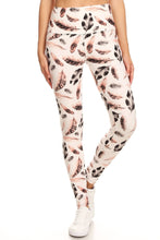 Load image into Gallery viewer, Long Yoga Style Banded Lined Leaf Printed Knit Legging With High Waist