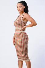 Load image into Gallery viewer, Luxe Gingham Rib Knit Top And Skirt Sets