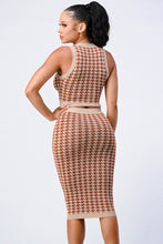 Load image into Gallery viewer, Luxe Gingham Rib Knit Top And Skirt Sets