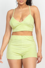 Load image into Gallery viewer, Terry Towel Bralette Top &amp; Mini Shorts Set