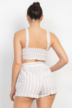 Load image into Gallery viewer, Tie-front Striped Crop Top &amp; Belted Shorts Set