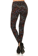 Load image into Gallery viewer, Multicolored Scribble Print, High Waisted Leggings In A Fitted Style With And Elastic Waist
