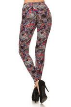 Load image into Gallery viewer, Floral Print High Waist Basic Solid Leggings With 1 Elastic Waistband