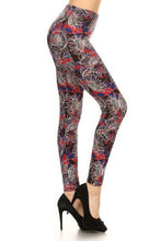 Load image into Gallery viewer, Floral Print High Waist Basic Solid Leggings With 1 Elastic Waistband