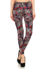 Load image into Gallery viewer, Floral Print High Waist Basic Solid Leggings With 1 Elastic Waistband