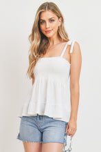 Load image into Gallery viewer, Smocking Bust With Self Tie Straps Sleeveless Waffle Top