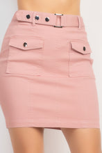 Load image into Gallery viewer, Belted Pocket Solid Mini Skirt