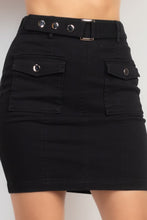 Load image into Gallery viewer, Belted Pocket Solid Mini Skirt