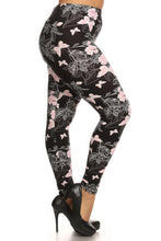 Load image into Gallery viewer, Plus Size Super Soft Peach Skin Fabric, Butterfly Graphic Printed Knit Legging With Elastic Waist Detail