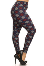Load image into Gallery viewer, Plus Size Plaid Graphic Printed Knit Legging With Elastic Waist Detail