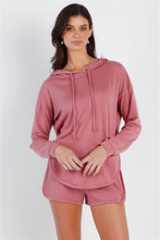 Load image into Gallery viewer, Racer Back Detail Long Sleeve Hooded Top &amp; Short Set