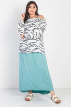 Load image into Gallery viewer, Plus White &amp; Charcoal Zebra Flannel Cold Shoulder Long Sleeve Top