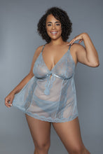 Load image into Gallery viewer, 2 Pc Unlined Lace Cups Babydoll Sheer Mesh And Lace Front Panels Design