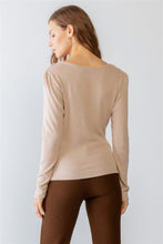 Load image into Gallery viewer, Sand Ribbed V-neck Long Sleeve Soft To Touch Top