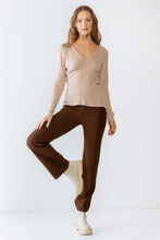 Load image into Gallery viewer, Sand Ribbed V-neck Long Sleeve Soft To Touch Top