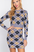 Load image into Gallery viewer, Argyle Jacquard Sweater Mini Skirt