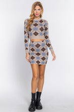 Load image into Gallery viewer, Argyle Jacquard Sweater Mini Skirt