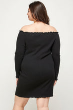 Load image into Gallery viewer, Plus Size, Solid Smocked Off Shoulder Dress
