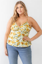 Load image into Gallery viewer, Plus Floral Print Woven Ruffle Sleeveless Back Zipper Tank Top