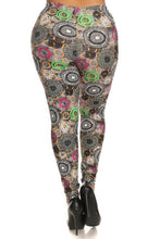 Load image into Gallery viewer, Plus Size Abstract Print, Full Length Leggings In A Slim Fitting Style With A Banded High Waist