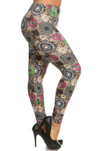 Load image into Gallery viewer, Plus Size Abstract Print, Full Length Leggings In A Slim Fitting Style With A Banded High Waist