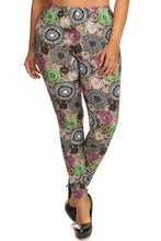 Load image into Gallery viewer, Plus Size Abstract Print, Full Length Leggings In A Slim Fitting Style With A Banded High Waist