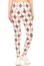 Load image into Gallery viewer, 5-inch Long Yoga Style Banded Lined Argyle Printed Knit Legging With High Waist