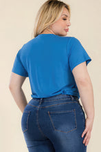 Load image into Gallery viewer, Plus Size Tie Front Drawstring Short Sleeve Crop Top