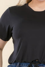 Load image into Gallery viewer, Plus Size Tie Front Drawstring Short Sleeve Crop Top