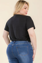 Load image into Gallery viewer, Plus Size Tie Front Drawstring Short Sleeve Crop Top