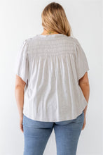 Load image into Gallery viewer, Plus Grey Cotton Blend Smoked Short Sleeve Top