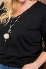 Load image into Gallery viewer, Plus Size V Neck 3/4 Sleeve Side Slit Hi-lo Sweater