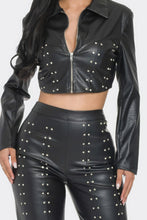 Load image into Gallery viewer, Faux Leather Set With Rhinestone Detail