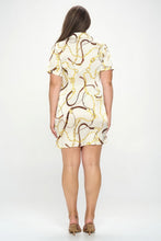 Load image into Gallery viewer, Plus Chain Belt Print Short Sleeve Wrap Tie Dress