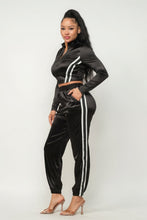 Load image into Gallery viewer, Front Zip Up Stripes Detail Jacket And Pants Set