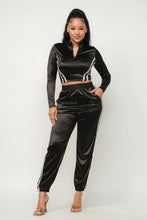 Load image into Gallery viewer, Front Zip Up Stripes Detail Jacket And Pants Set