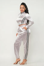 Load image into Gallery viewer, Front Zip Up Stripes Detail Jacket And Pants Set