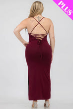 Load image into Gallery viewer, Plus Size Crisscross Back Split Thigh Maxi Dress