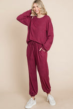 Load image into Gallery viewer, Two Tone Solid Warm And Soft Hacci Brush Loungewear Set