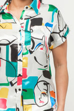 Load image into Gallery viewer, Satin Dolman Print Button Down Top And Shorts Set