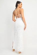 Load image into Gallery viewer, Sequin Back-crisscross Tie Slit Dress