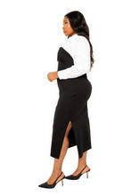 Load image into Gallery viewer, Collared Shirt Bodycon Midi Dress With Side Slit