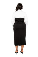 Load image into Gallery viewer, Collared Shirt Bodycon Midi Dress With Side Slit