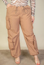Load image into Gallery viewer, Plus Size Flap Pockets Drawstring Ruched Parachute Pants
