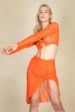 Load image into Gallery viewer, Sexy Sheer Mesh Drawstring Ruched Skirt